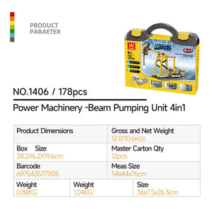 Compatible With Small-Particle Building Block Sets, 4-In-1 Educational Set Featuring A Motorized Beam-Type Oil Pump