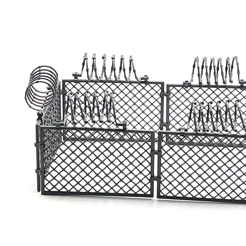 Chain Military Fence, Dinosaur Protective Net, Small Particle Building Block MOC Scene