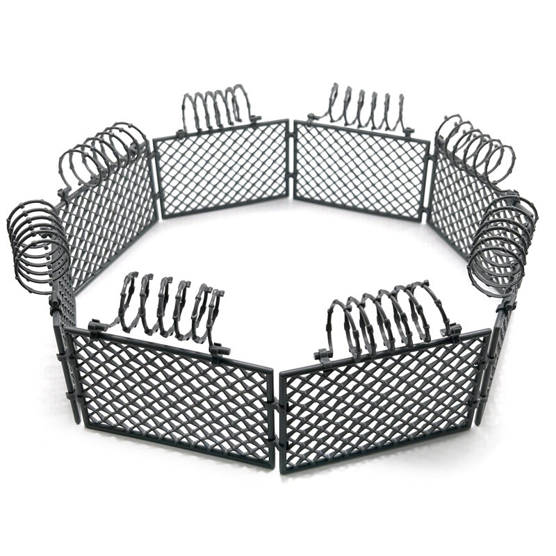 Chain Military Fence, Dinosaur Protective Net, Small Particle Building Block MOC Scene