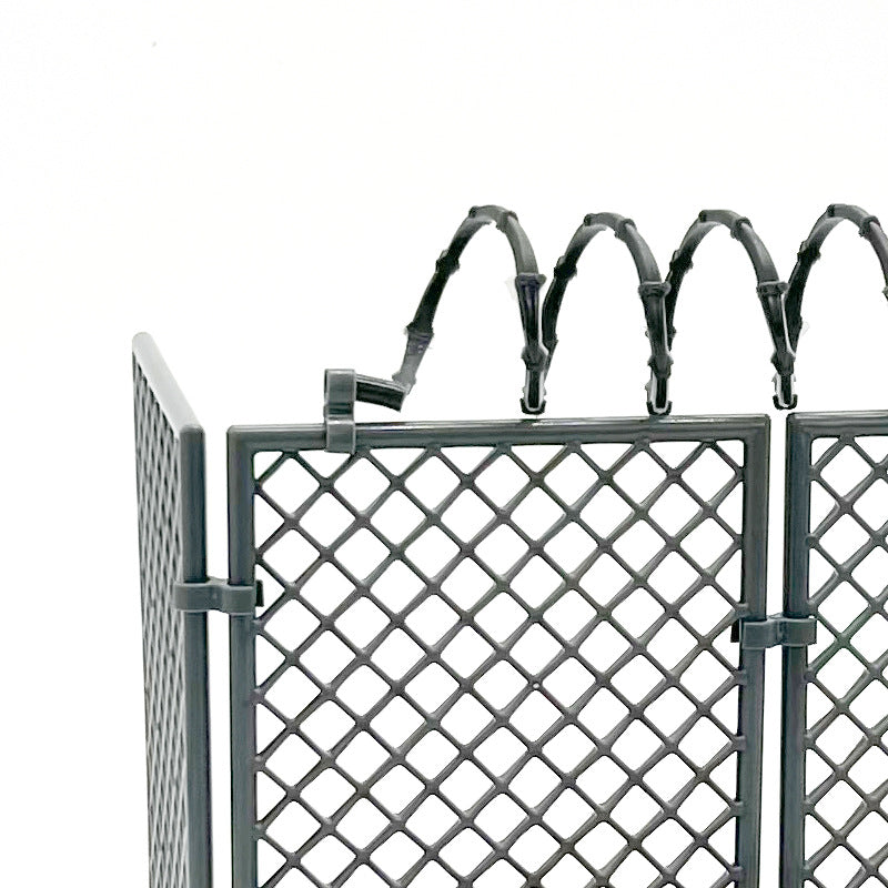 Chain Military Fence, Dinosaur Protective Net, Small Particle Building Block MOC Scene