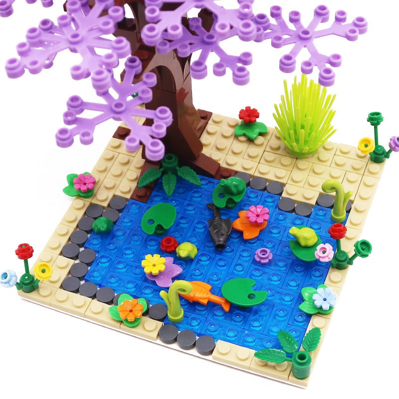 Ultimate Pond Tree Building Kit, 296PCS Bricks Blocks 2417/93551/33320, Multi-Color Nature Scenery