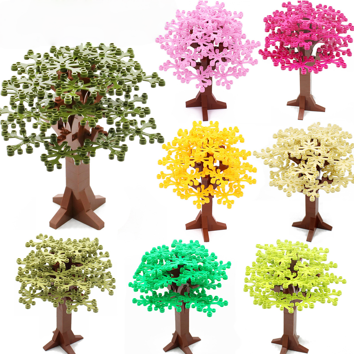Small Plastic Building Blocks, 58PCS Tree Set x 3, #2417 DIY Scene MOC