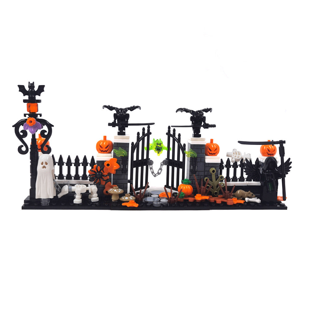 Halloween Decoration Building Bocks, Ghost and Death God Cemetery Street Scene, MOC Scene Ornaments