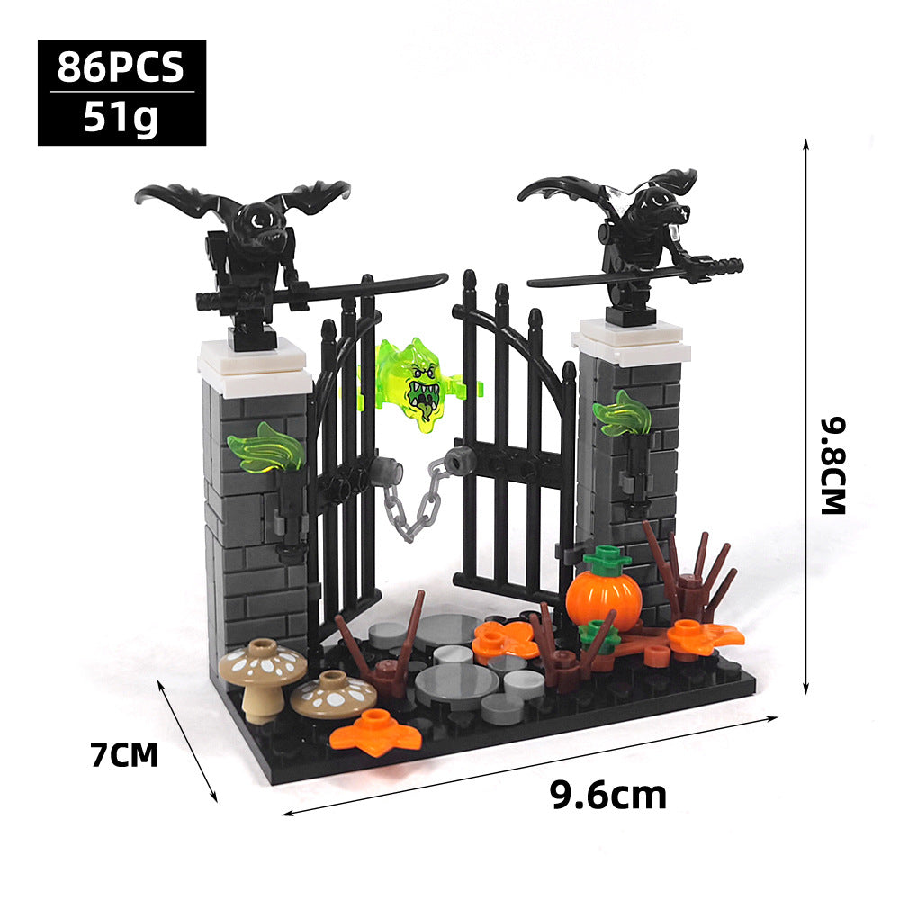 Halloween Decoration Building Bocks, Ghost and Death God Cemetery Street Scene, MOC Scene Ornaments