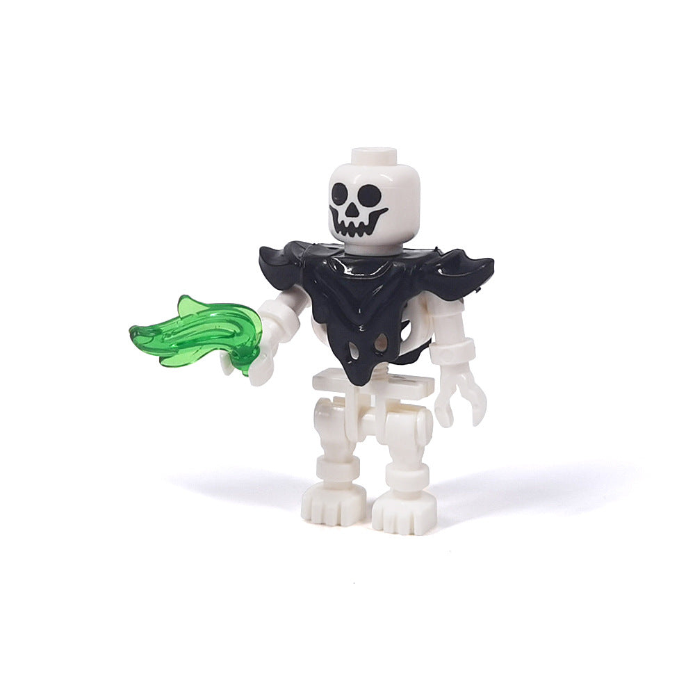 Halloween Skeleton Figurines, Ghost and Death God Figures, Cemetery Building Block Scenes Figurines