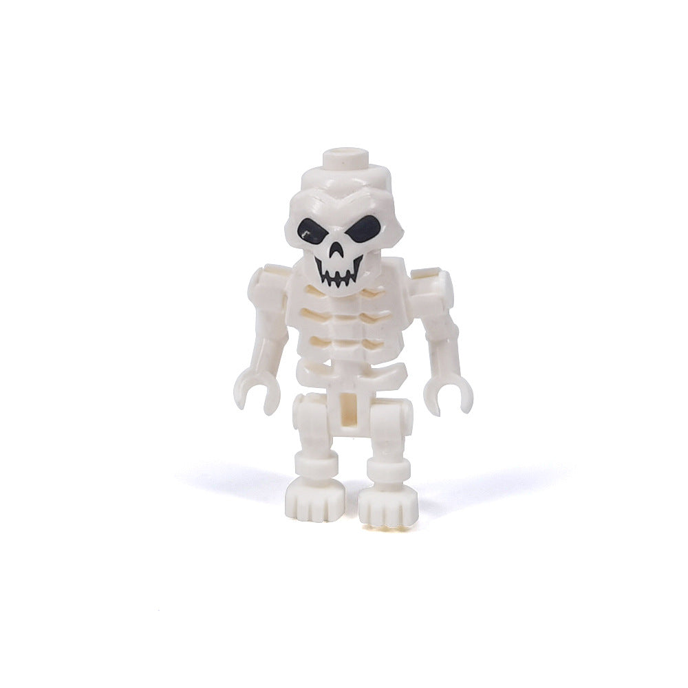 Halloween Skeleton Figurines, Ghost and Death God Figures, Cemetery Building Block Scenes Figurines