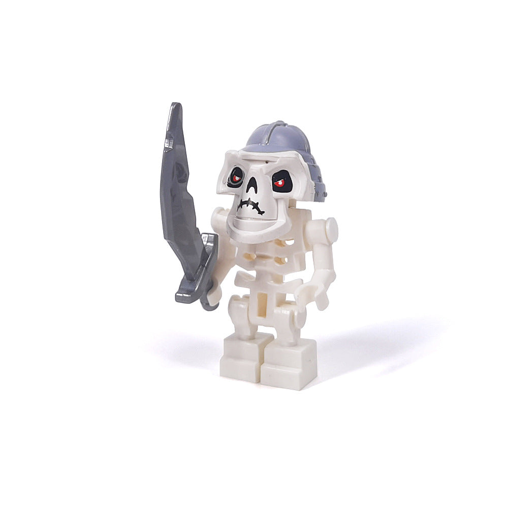 Halloween Skeleton Figurines, Ghost and Death God Figures, Cemetery Building Block Scenes Figurines