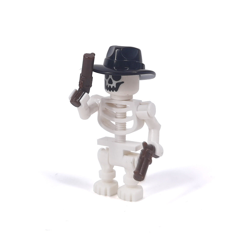 Halloween Skeleton Figurines, Ghost and Death God Figures, Cemetery Building Block Scenes Figurines