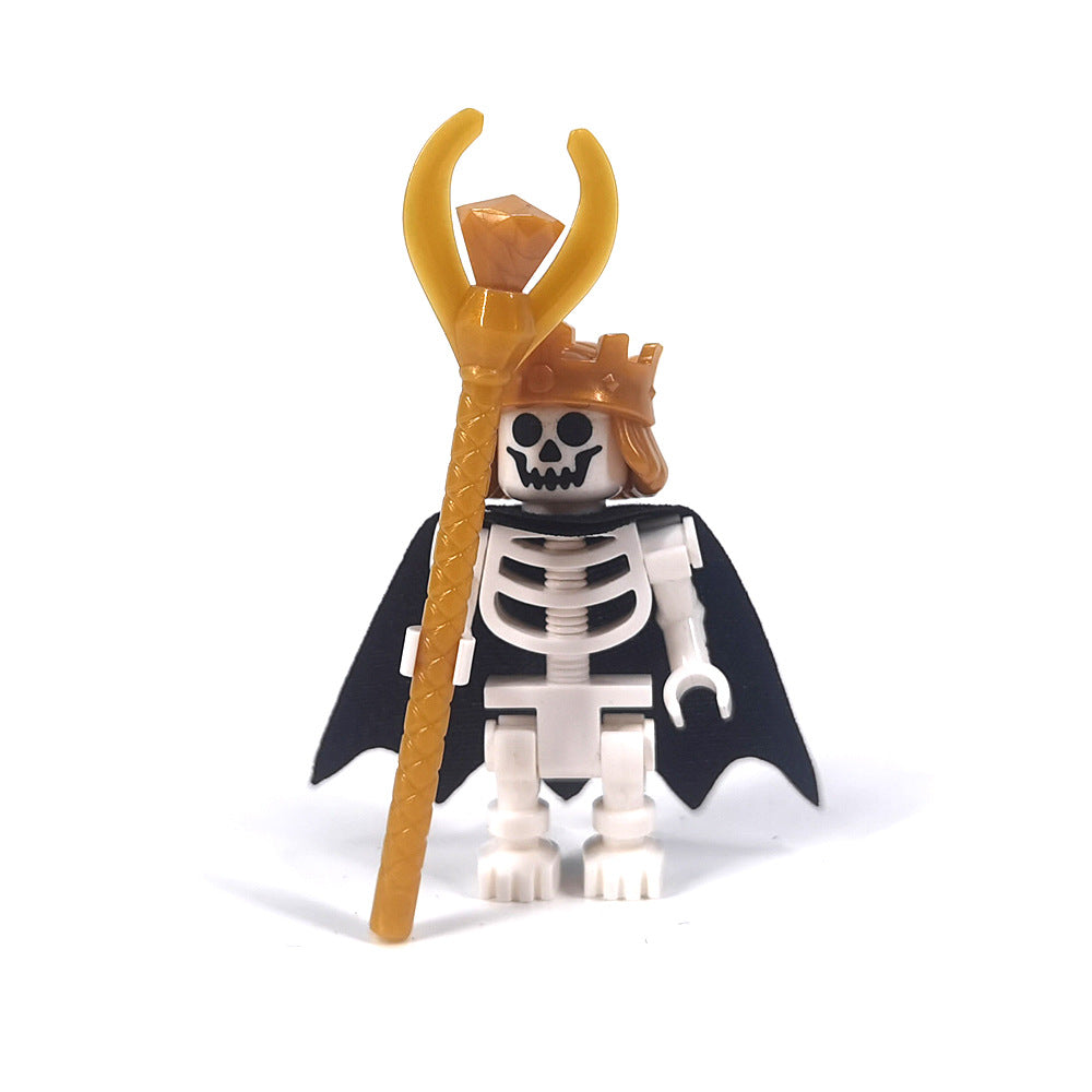 Halloween Skeleton Figurines, Ghost and Death God Figures, Cemetery Building Block Scenes Figurines
