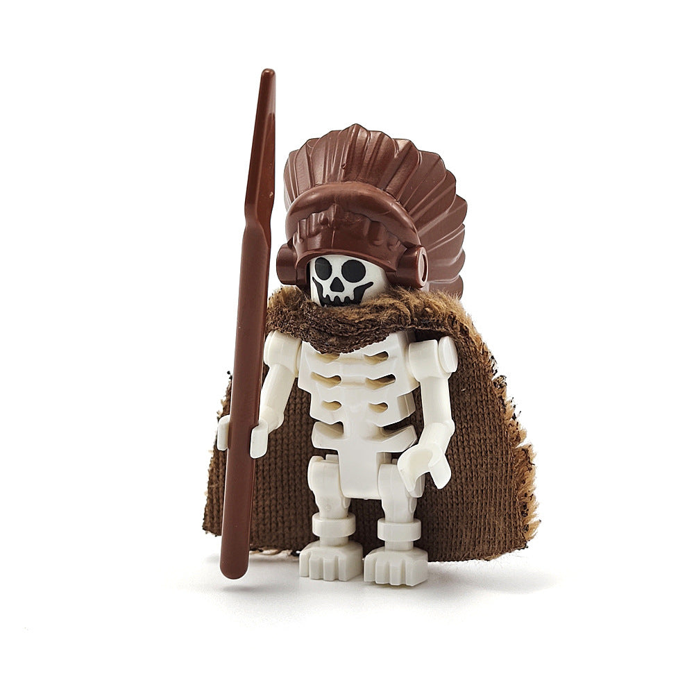 Halloween Skeleton Figurines, Ghost and Death God Figures, Cemetery Building Block Scenes Figurines
