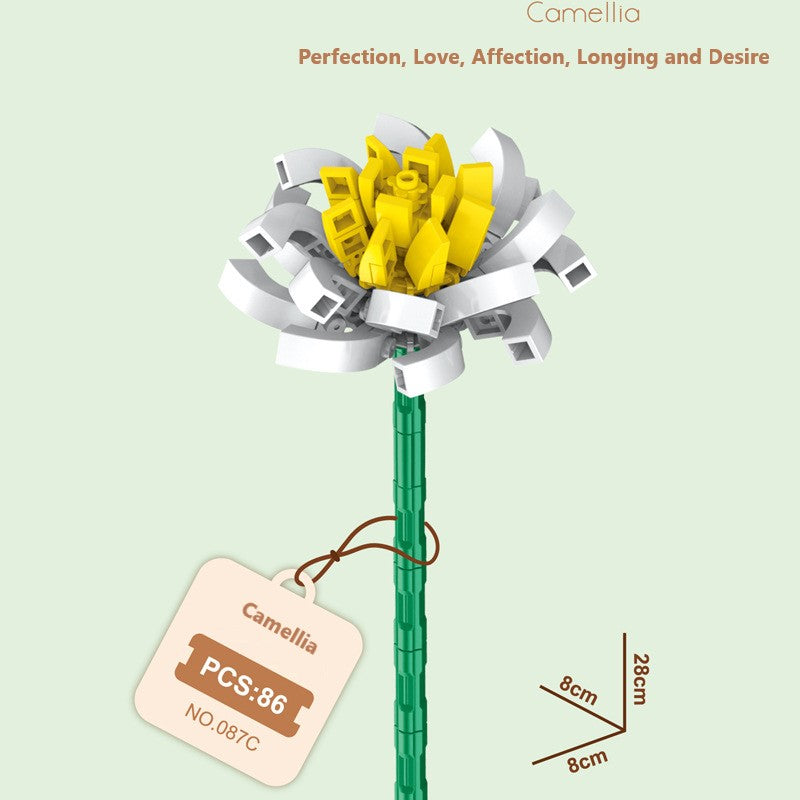 Intelligent Small Particle Assembly Building Blocks in the Shape of Flowers, Compatible with Realistic Everlasting Flowers, Best Birthday and Christmas Gift