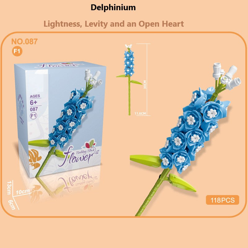 Intelligent Small Particle Assembly Building Blocks in the Shape of Flowers, Compatible with Realistic Everlasting Flowers, Best Birthday and Christmas Gift