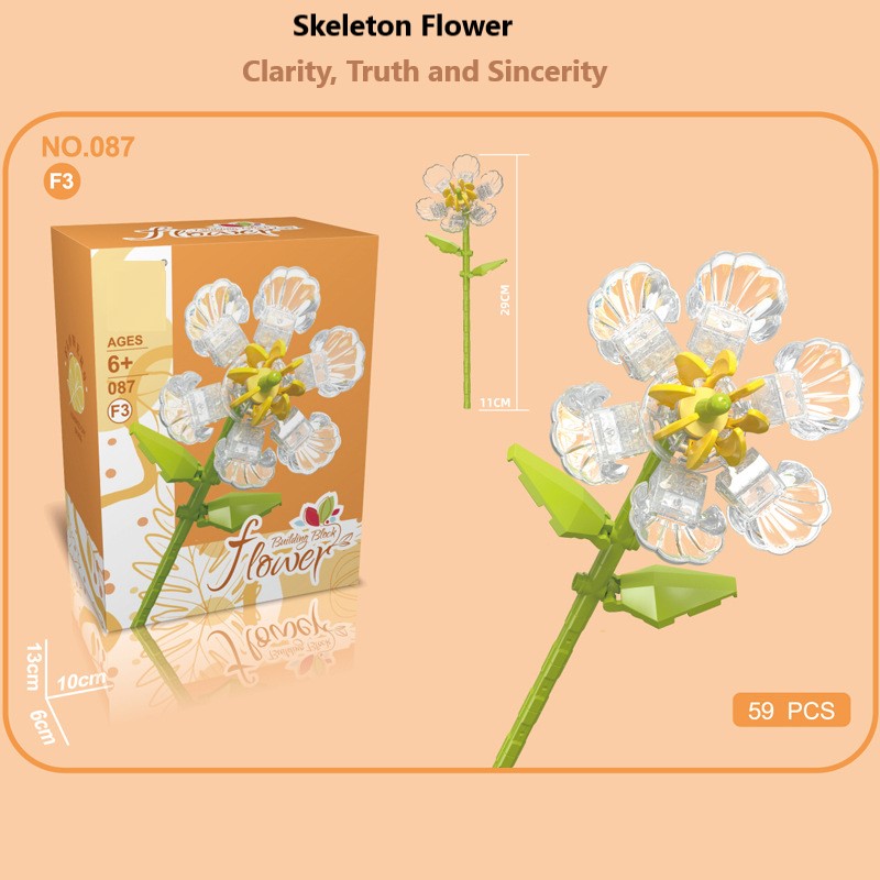 Intelligent Small Particle Assembly Building Blocks in the Shape of Flowers, Compatible with Realistic Everlasting Flowers, Best Birthday and Christmas Gift