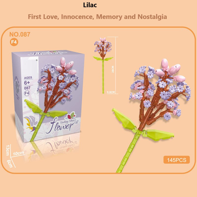 Intelligent Small Particle Assembly Building Blocks in the Shape of Flowers, Compatible with Realistic Everlasting Flowers, Best Birthday and Christmas Gift