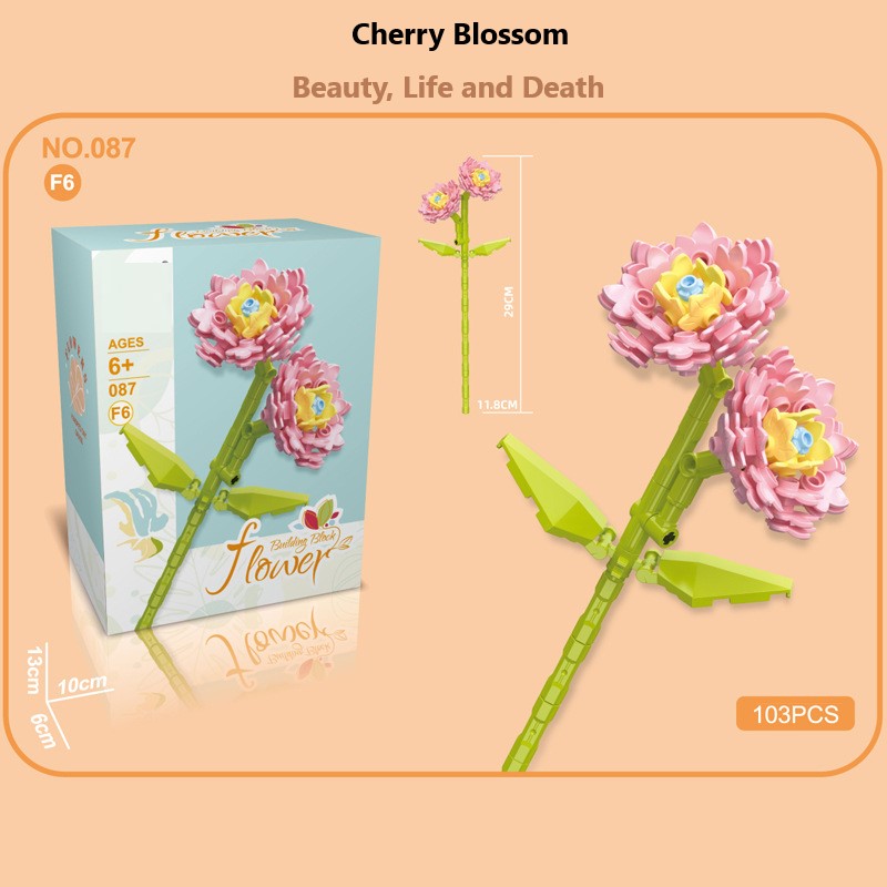Intelligent Small Particle Assembly Building Blocks in the Shape of Flowers, Compatible with Realistic Everlasting Flowers, Best Birthday and Christmas Gift