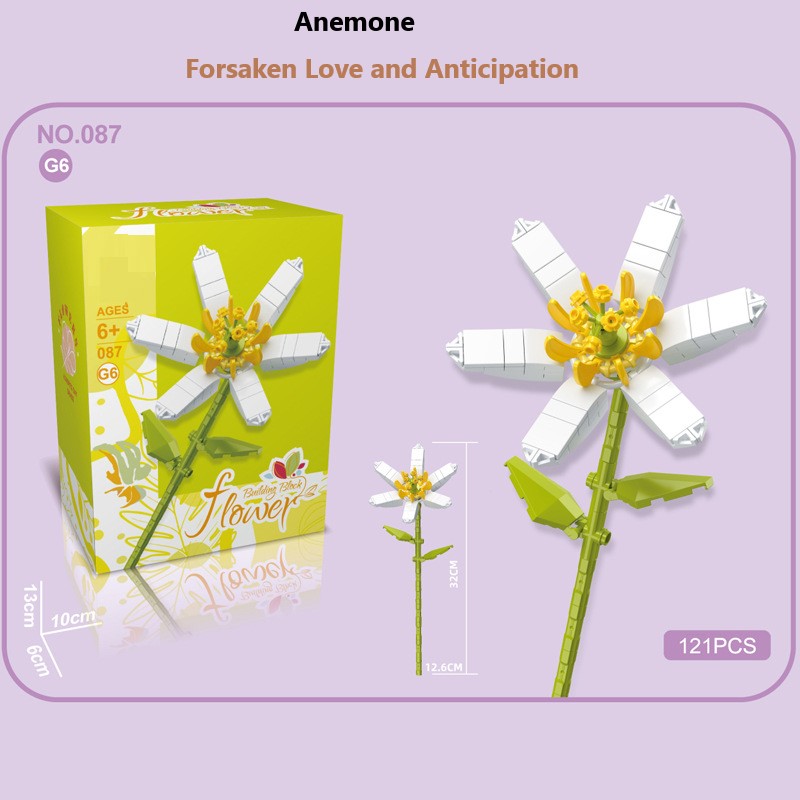 Intelligent Small Particle Assembly Building Blocks in the Shape of Flowers, Compatible with Realistic Everlasting Flowers, Best Birthday and Christmas Gift