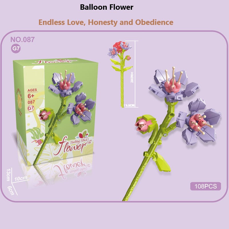 Intelligent Small Particle Assembly Building Blocks in the Shape of Flowers, Compatible with Realistic Everlasting Flowers, Best Birthday and Christmas Gift