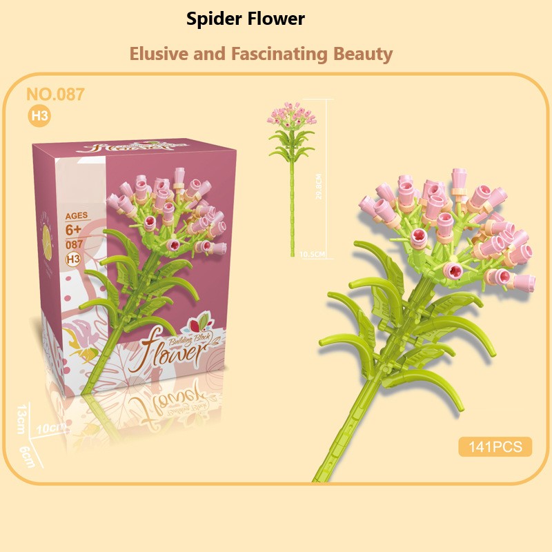 Intelligent Small Particle Assembly Building Blocks in the Shape of Flowers, Compatible with Realistic Everlasting Flowers, Best Birthday and Christmas Gift