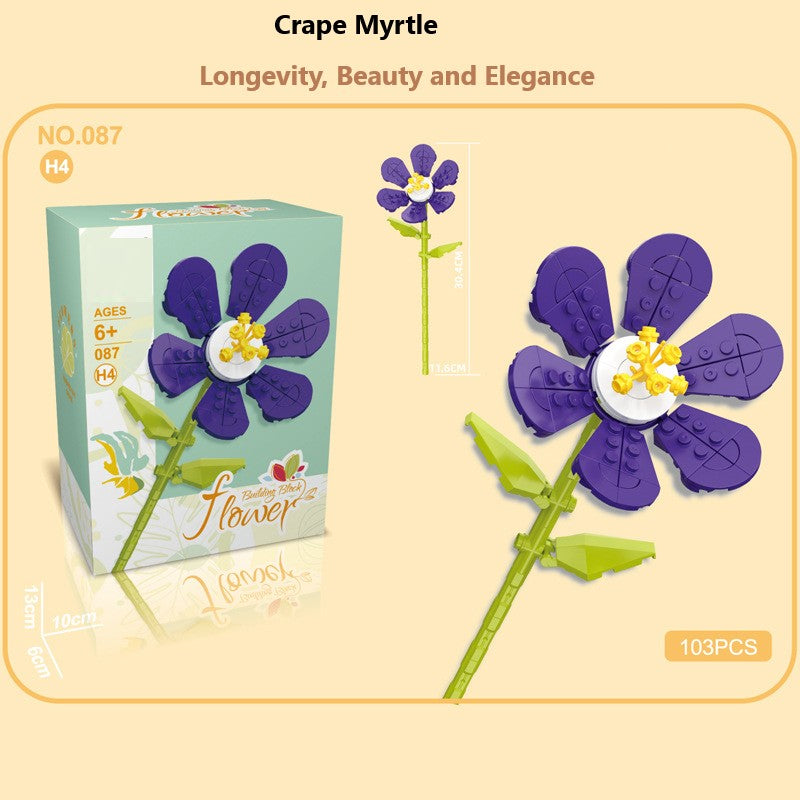 Intelligent Small Particle Assembly Building Blocks in the Shape of Flowers, Compatible with Realistic Everlasting Flowers, Best Birthday and Christmas Gift