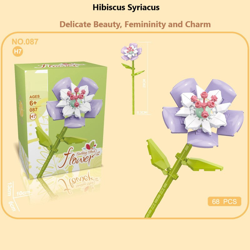 Intelligent Small Particle Assembly Building Blocks in the Shape of Flowers, Compatible with Realistic Everlasting Flowers, Best Birthday and Christmas Gift