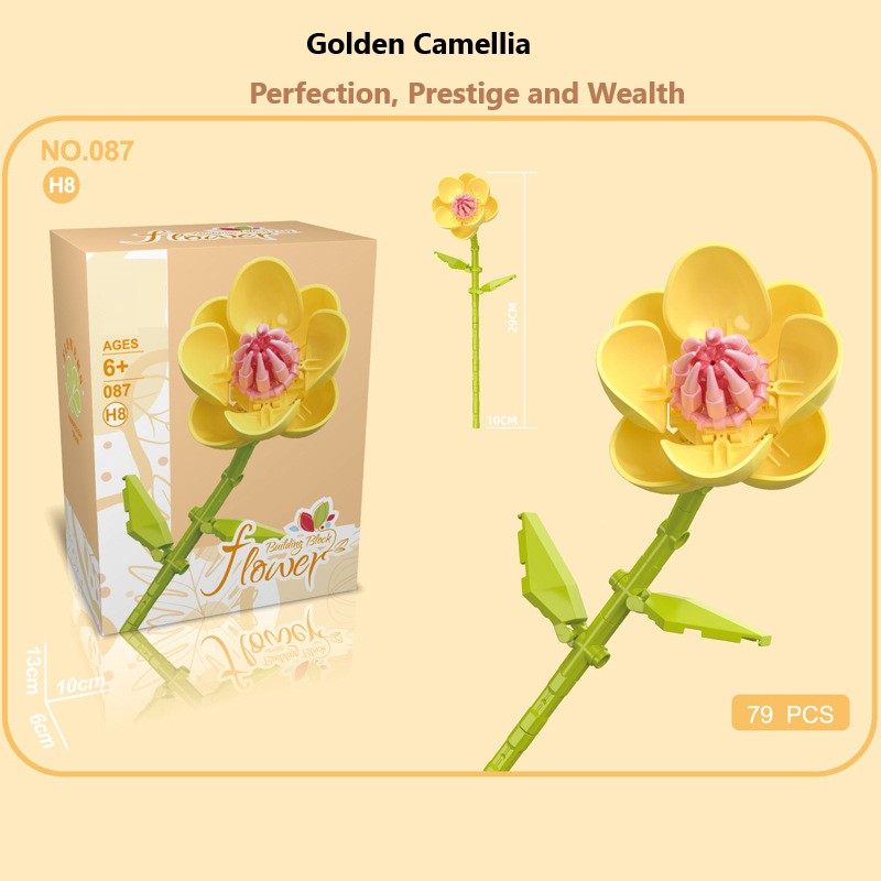 Intelligent Small Particle Assembly Building Blocks in the Shape of Flowers, Compatible with Realistic Everlasting Flowers, Best Birthday and Christmas Gift