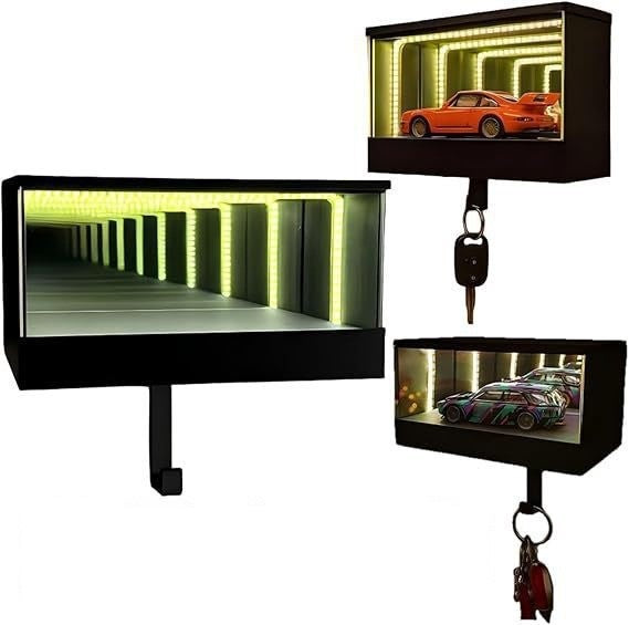 Infinitys Garage Key Hanger, LED Model Car Display Box, Wall-Mounted 3D Printed Garage Key Holder