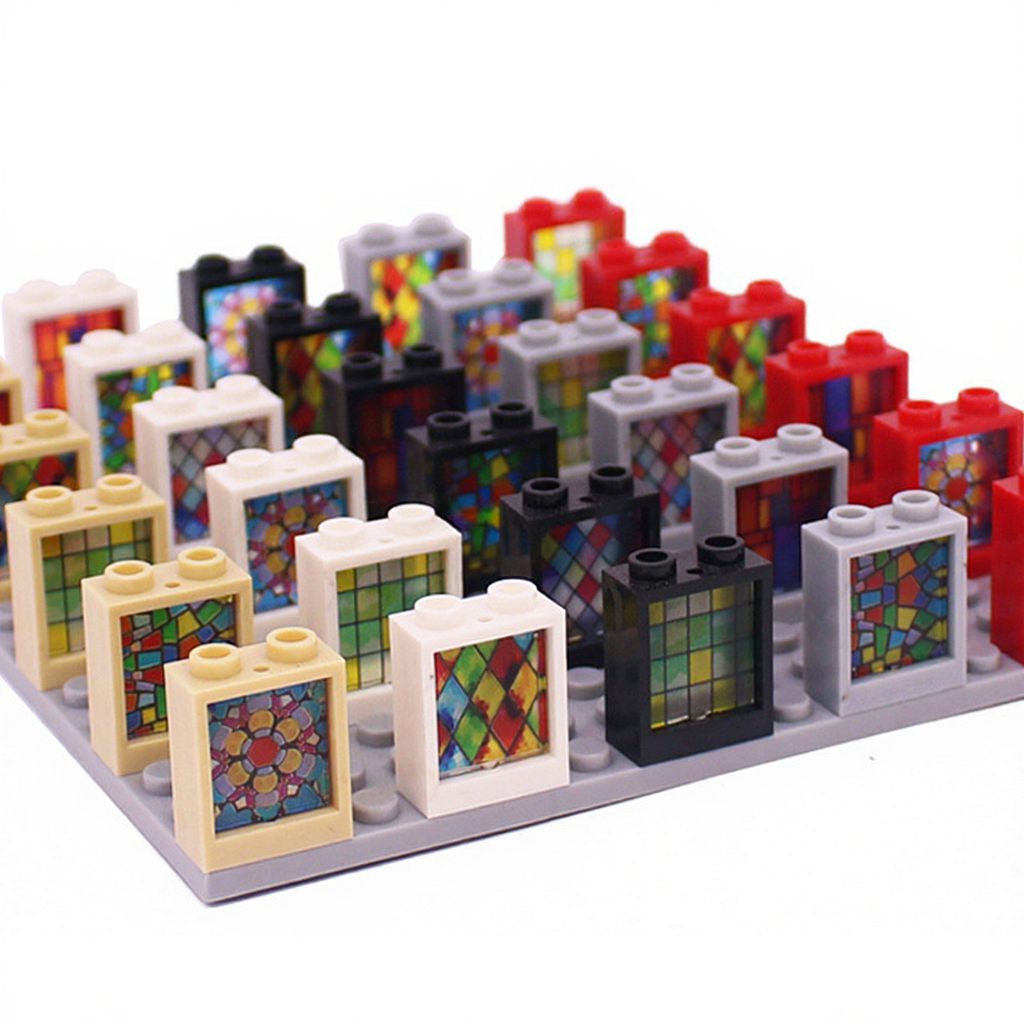 1x2x2 Glass Windows & Colored Wall Panels | 5 Frame Colors & 6 Glass Styles | Compatible with #60592+#60601