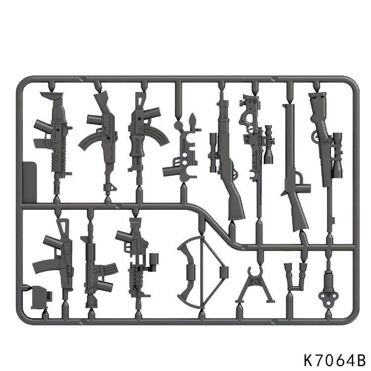 Compatible with Modern Military Equipment, Special Forces Firearms and Weapon Accessories, and Small Building Block Bricks x 10Set
