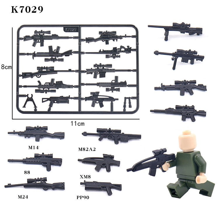 Compatible with Modern Military Equipment, Special Forces Firearms and Weapon Accessories, and Small Building Block Bricks x 10Set