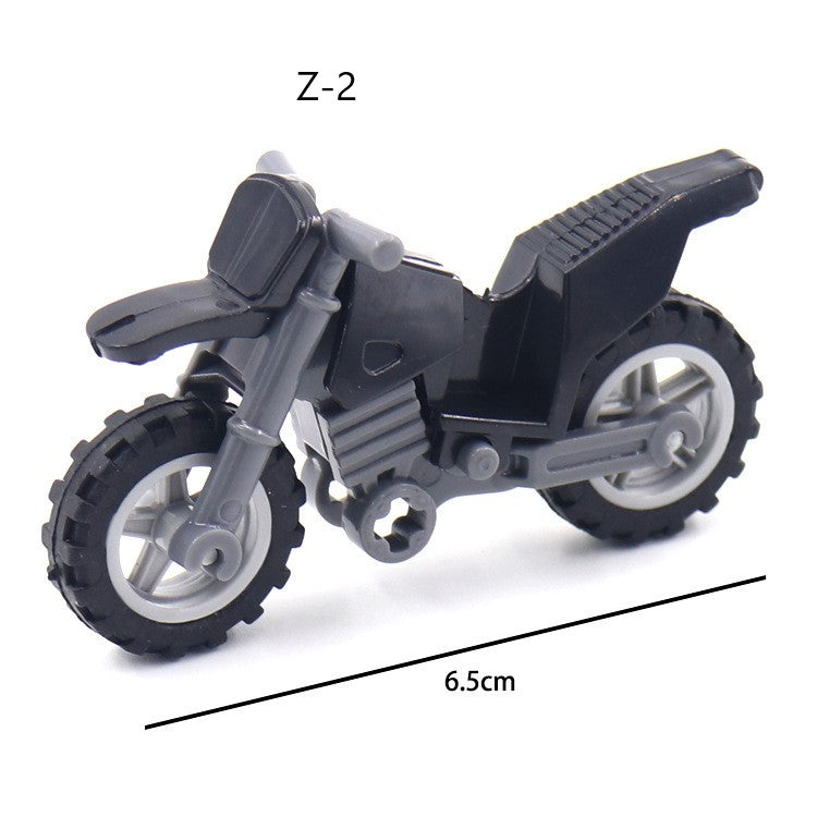 Modern Military Scene With Compatible Parts, Suitable For Assembling Two-Wheeled Motorcycles, Small Building Block Parts x 10