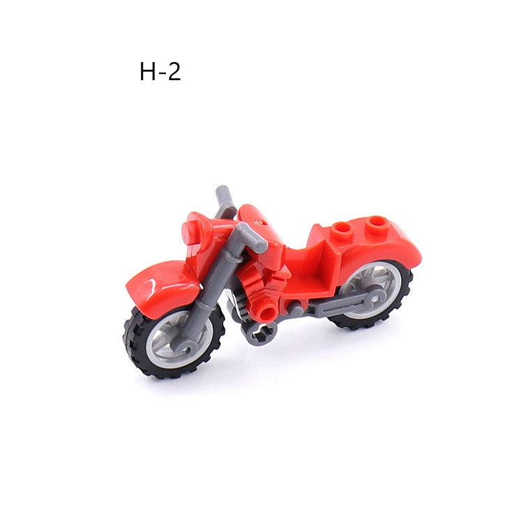 Modern Military Scene With Compatible Parts, Suitable For Assembling Two-Wheeled Motorcycles, Small Building Block Parts x 10