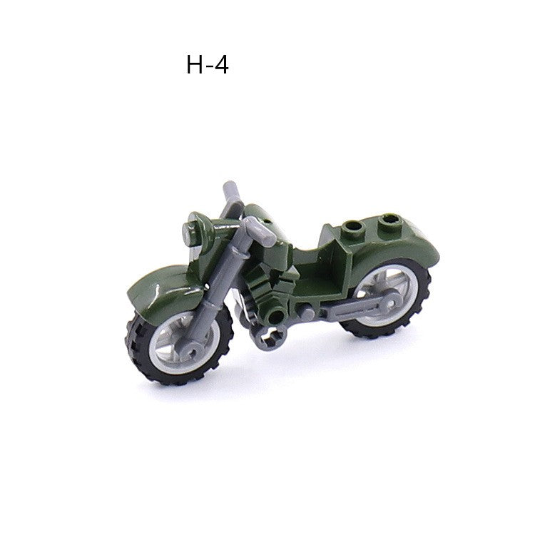 Modern Military Scene With Compatible Parts, Suitable For Assembling Two-Wheeled Motorcycles, Small Building Block Parts x 10