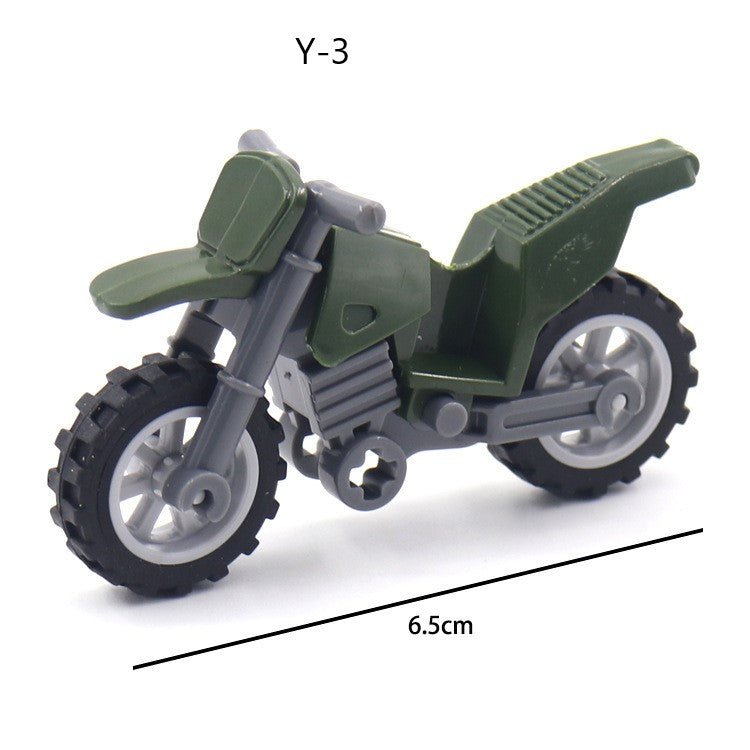 Modern Military Scene With Compatible Parts, Suitable For Assembling Two-Wheeled Motorcycles, Small Building Block Parts x 10