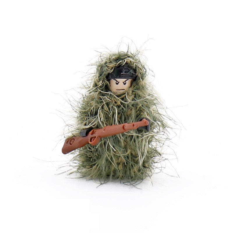 MOC Grass and Snow Concealment Suit, Handmade Wool Camouflage Suit, Block Figure Wearing Equipment Accessories x 10