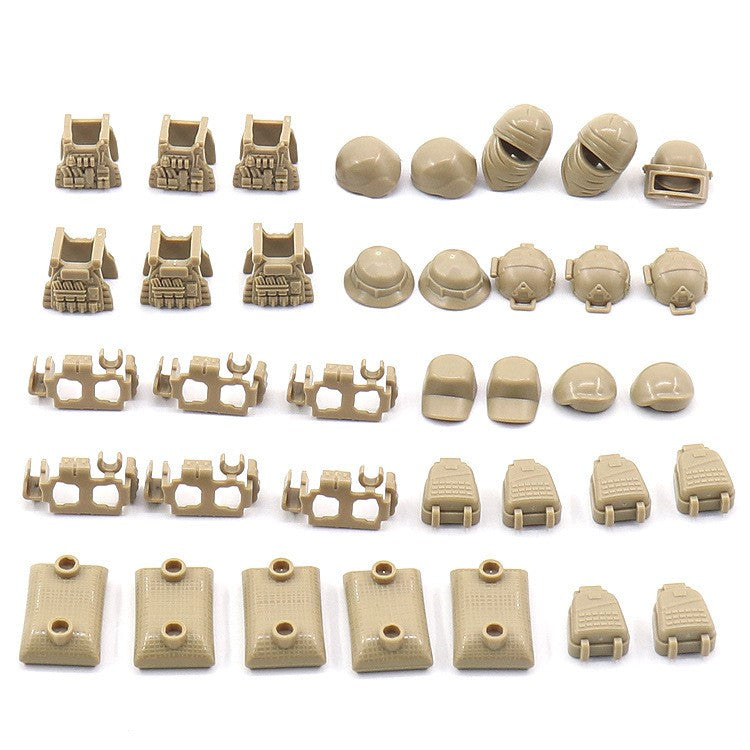 Moc Figure Accessories, Military Gear Bags, Helmets, Vests, Sandbags, And Small Building Block Accessories