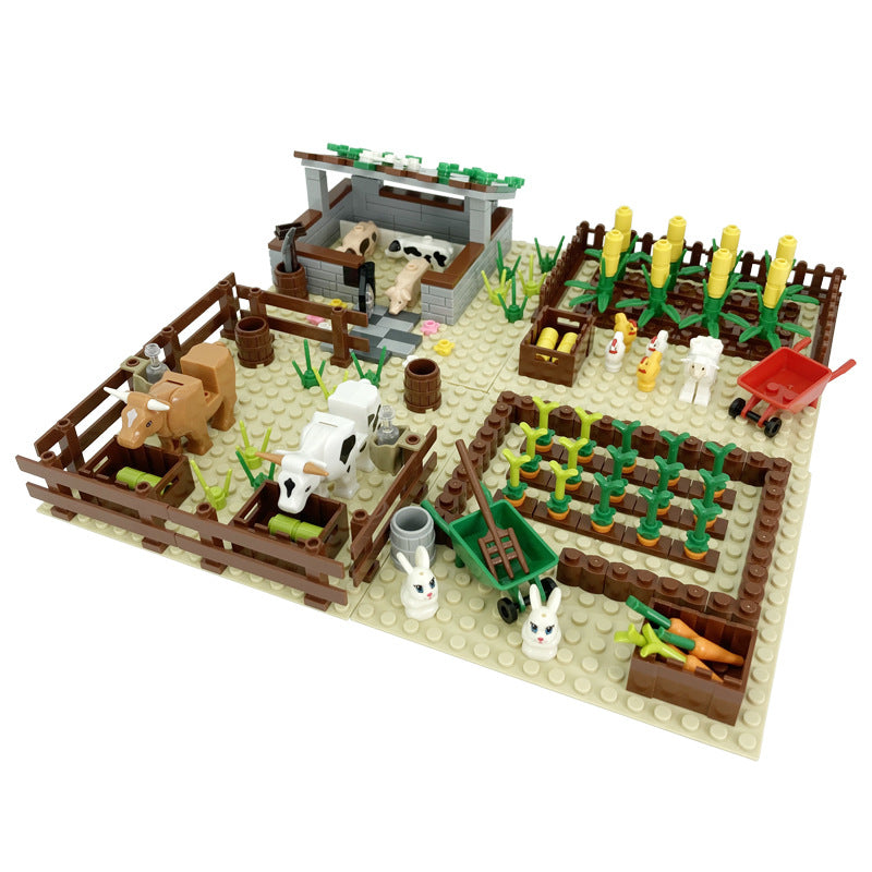 MOC Bauernhof-Szene-Bausteinset, Haus- und Gartenbausteine ¨C Montageteile
