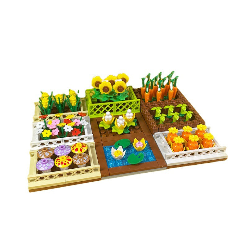 Garden Scene Building Block Parts, Compatible With Small Particle Flower Fields And Flower Beds, Botanical Garden Moc Set