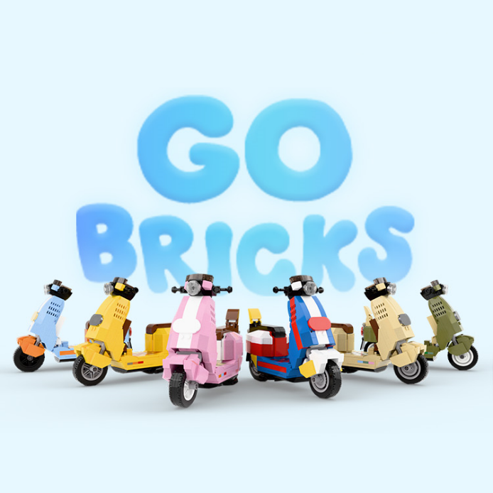 GOBRICKS MOC Set, Retro Electric Motorcycle, NO: HZZQ202541-46