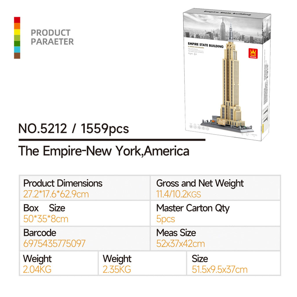Wangge-5212 American New York Empire State Building Set, Compatible with Small Particle Building Toys, Best Building Gifts for Men