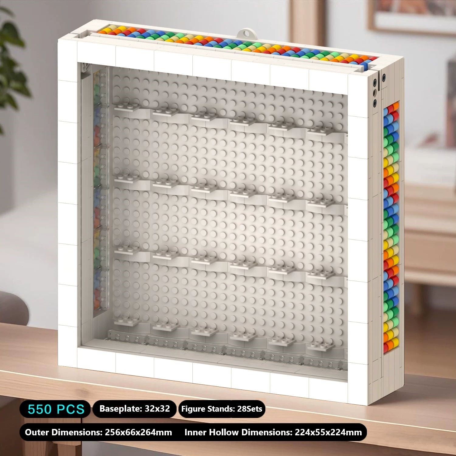 Building Block Figurine Rainbow Photo Frame, Compatible with Small Particle DIY Storage Ornaments