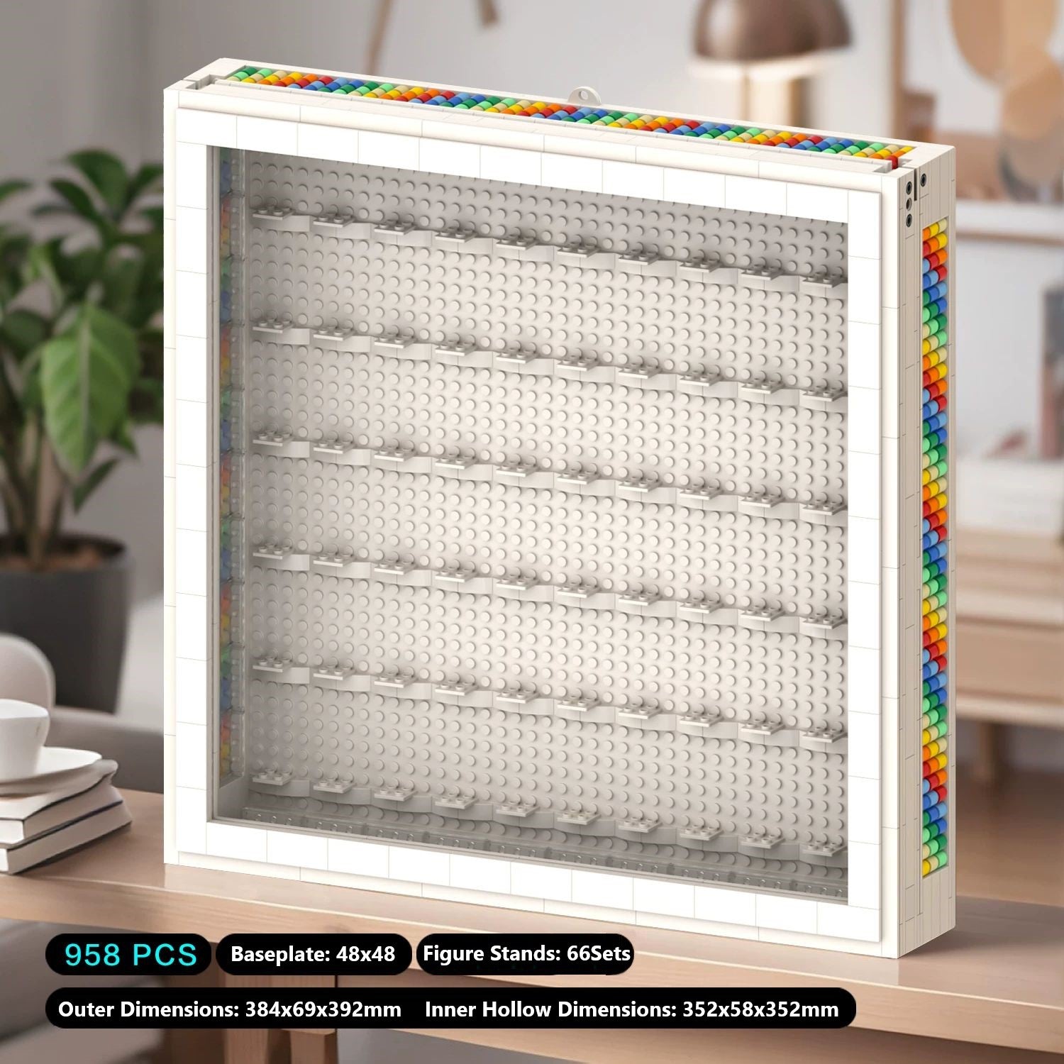 Building Block Figurine Rainbow Photo Frame, Compatible with Small Particle DIY Storage Ornaments