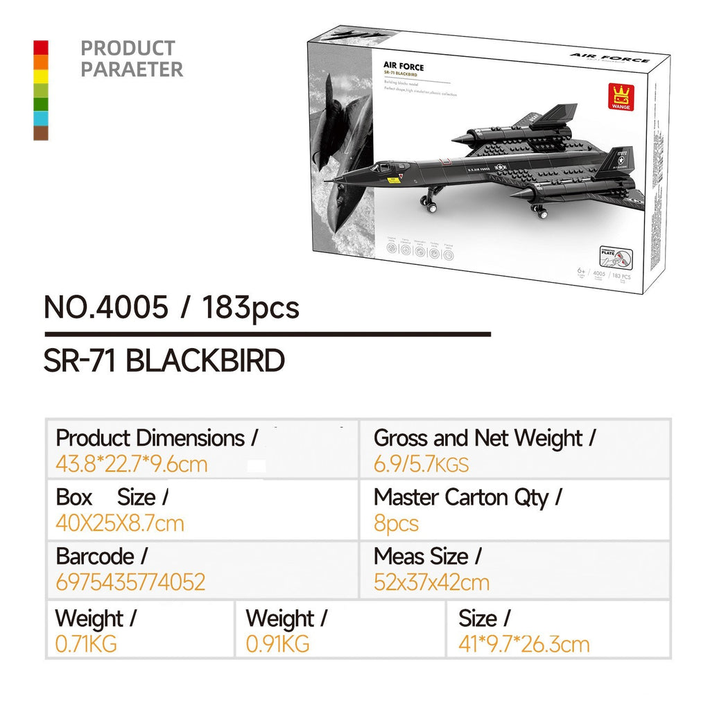 SR-71 Blackbird reconnaissance aircraft military model-educational toy compatible with small-particle building blocks