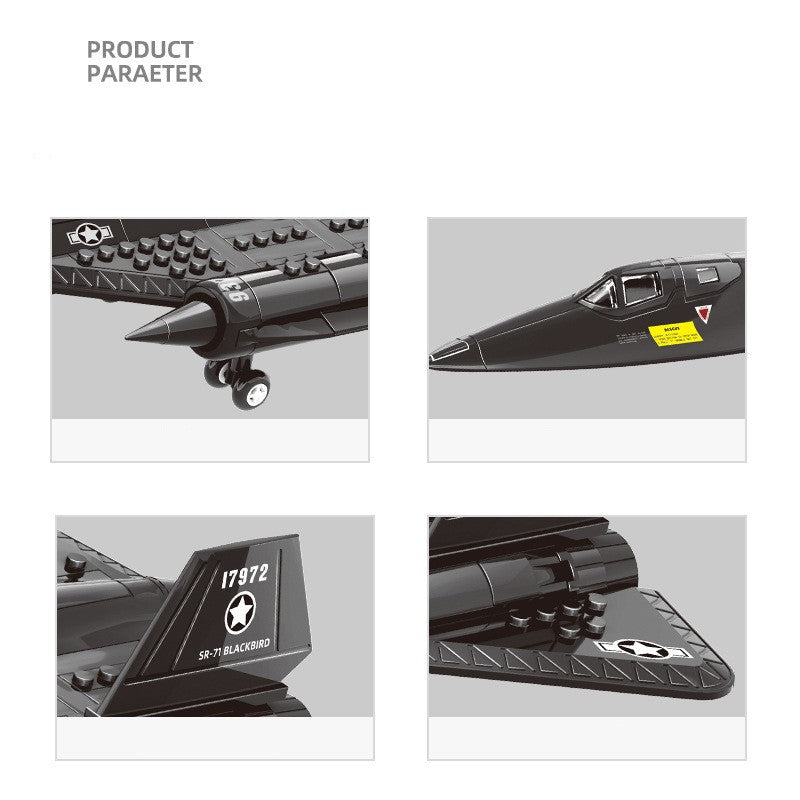 SR-71 Blackbird reconnaissance aircraft military model-educational toy compatible with small-particle building blocks