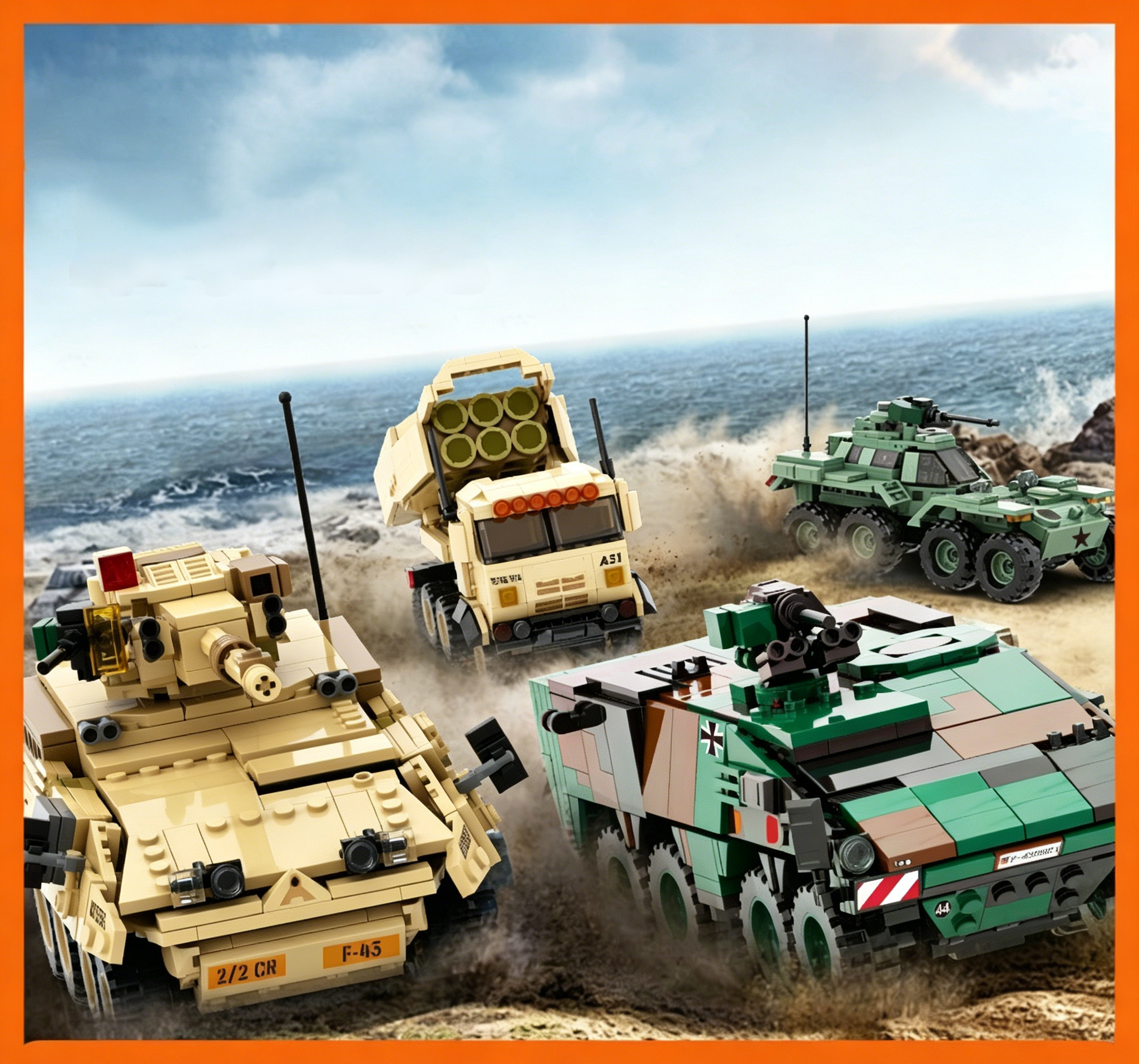 3510-3517 Compatible with small-particle building blocks military armored vehicle and tank models