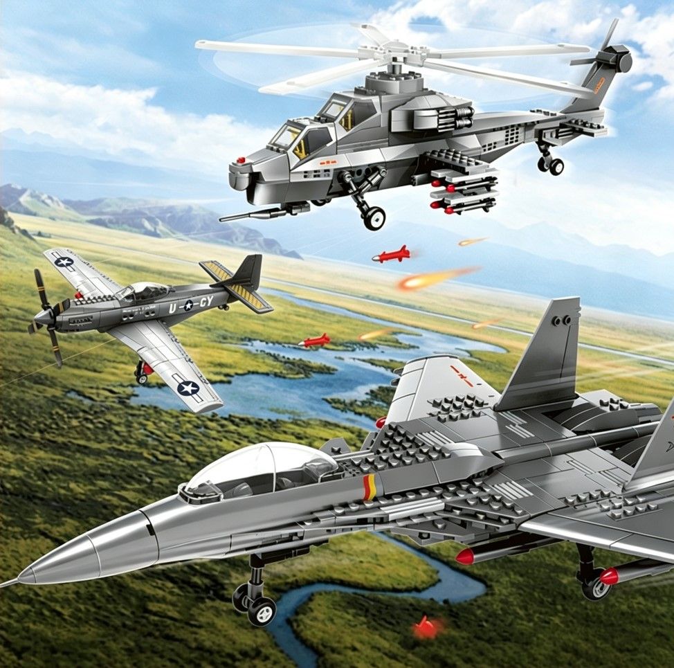 Compatible With Small-Particle Building Blocks; Military Combat Aircraft Model - SKU - OurGobricks
