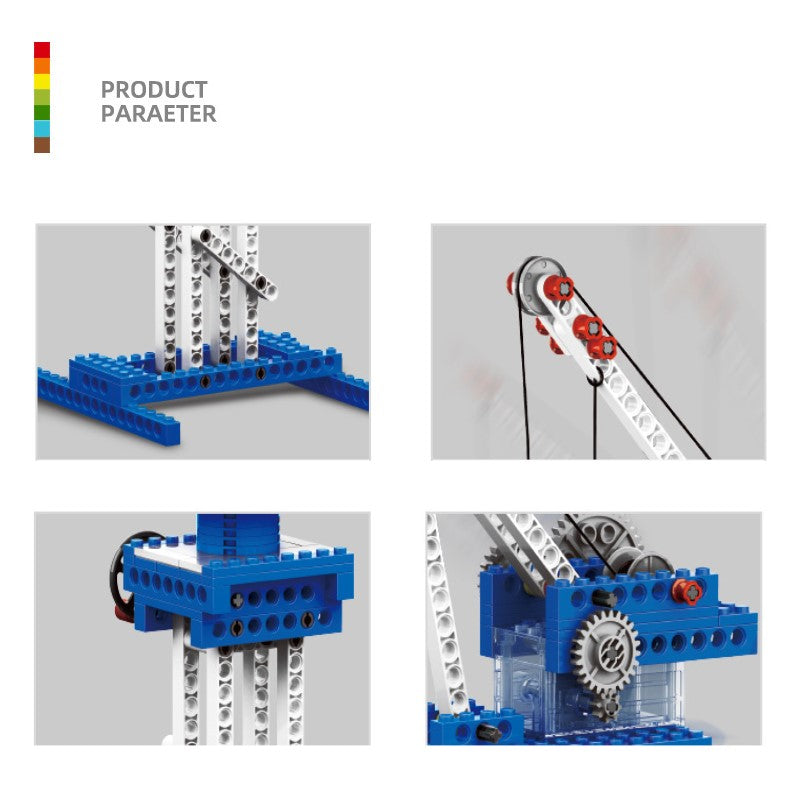 Compatible With Small-Particle Motorized Building Sets, 4-In-1 STEM Buildable Crane Toy - SKU - OurGobricks