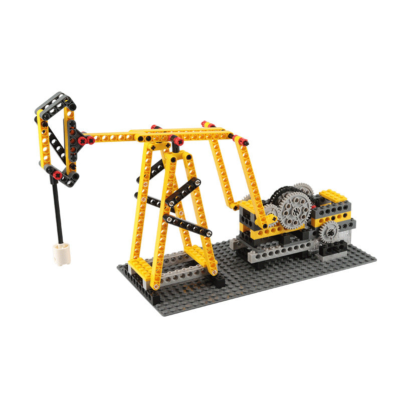 Compatible With Small-Particle Building Block Sets, 4-In-1 Educational Set Featuring A Motorized Beam-Type Oil Pump