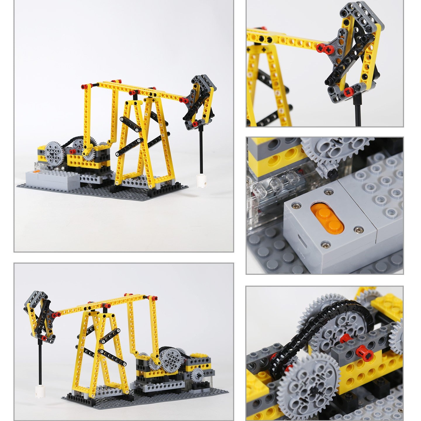 Compatible With Small-Particle Building Block Sets, 4-In-1 Educational Set Featuring A Motorized Beam-Type Oil Pump