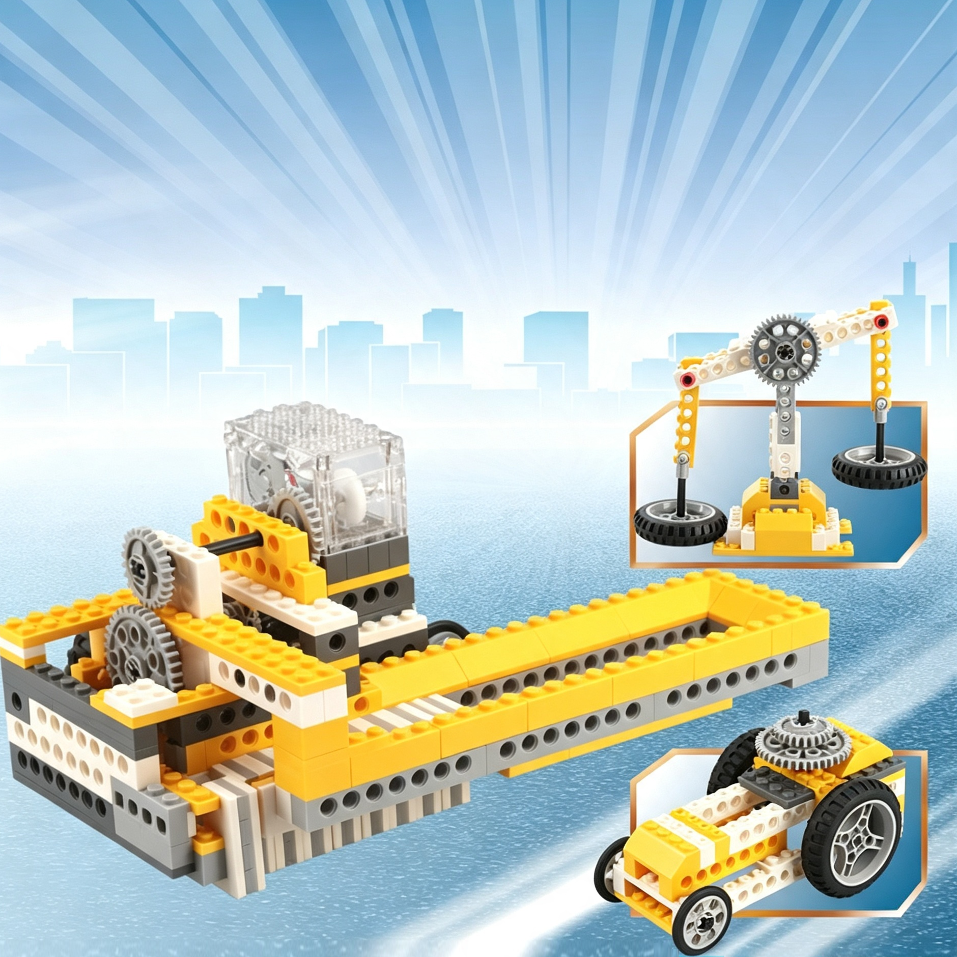Small-Brick Domino Machine Set, Compatible With Motorized Mechanical Construction Toys - SKU - OurGobricks