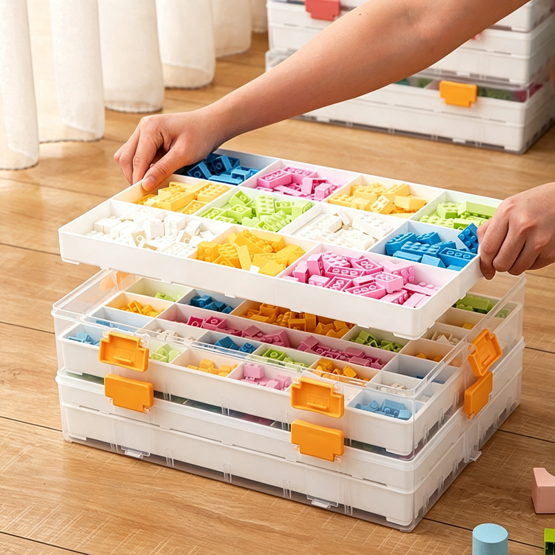 Building Block Parts Sorting Box, Transparent Sorting Container, Compartmentalized Storage Box For Small Bricks